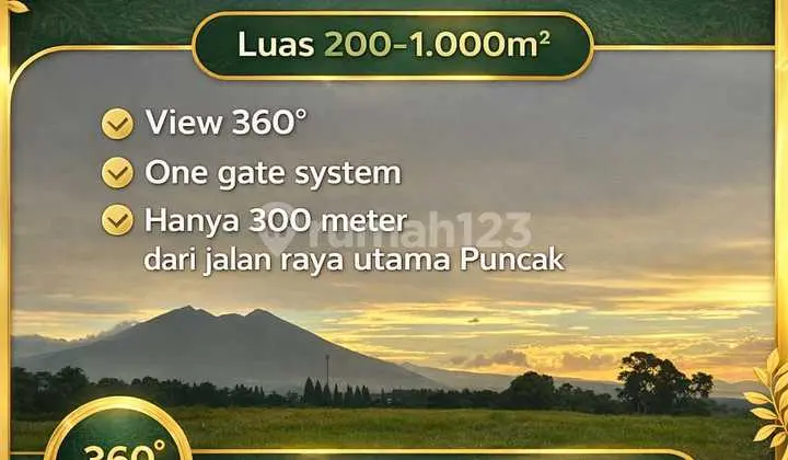 Tanah Puncak Best View Dekat Jalan Raya Utama
