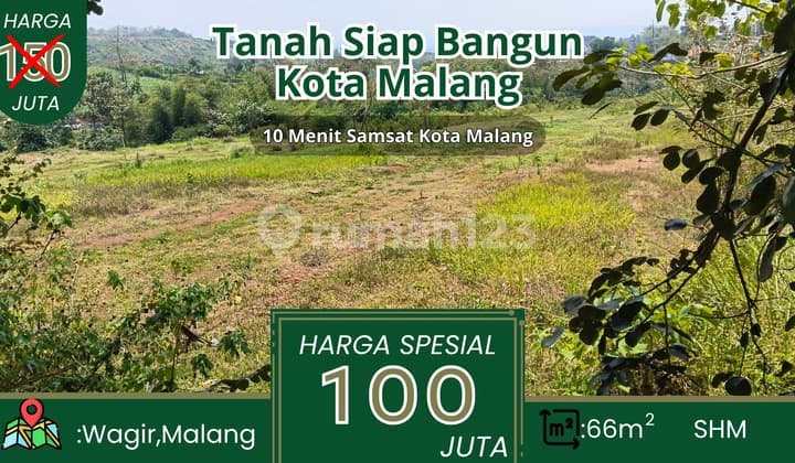 Tanah Luas SHM di Malang Kota,Akses Jalan Aspal