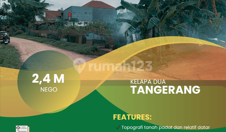 Dijual Sebidang Tanah Hook Jabal Tsoor Lokasi Strategis di Kelapa Dua, Tangerang, Banten