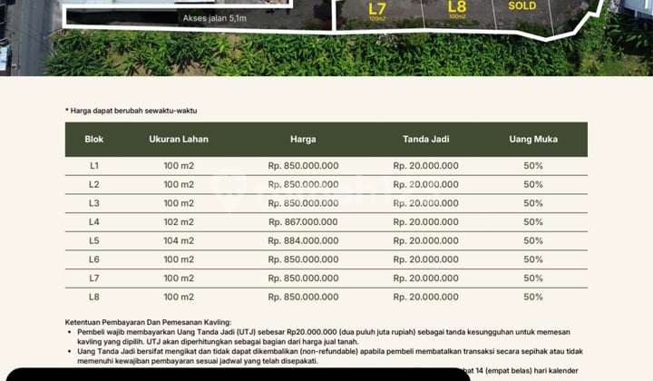 Dijual Tanah Kavling - Dalung Mulai Dr 100M2
