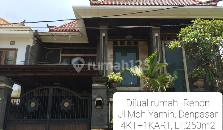 Dijual Rumah 4 Kamar di Jl Moh Yamin, Renon, Denpasar