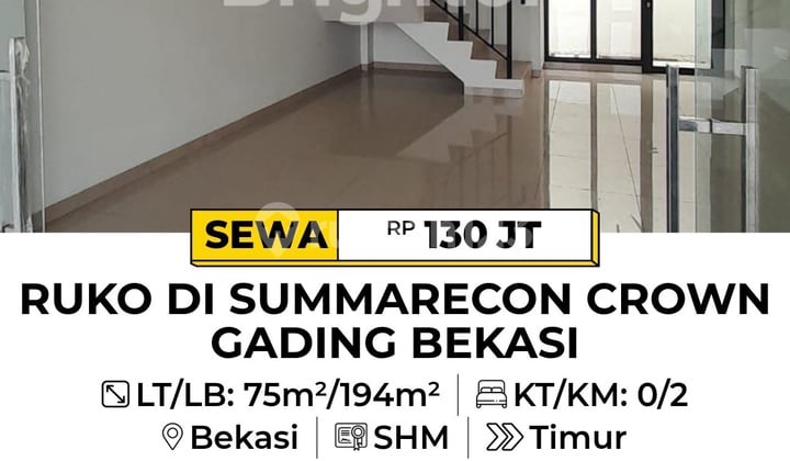 Lease a Linked Ruko in Summarecon Crown Gading Bekasi