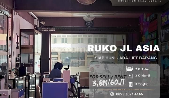Ruko Bisnis Jl Asia Medan - Siap Huni - Ada Lift Barang