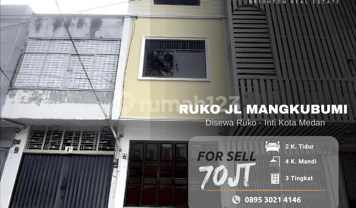 Disewakan Ruko Jalan Mangkubumi Medan
