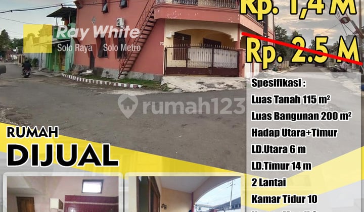 Dijual Rumah 10Kamar Siap Huni Dekat Masjid Zayed Gilingan Solo