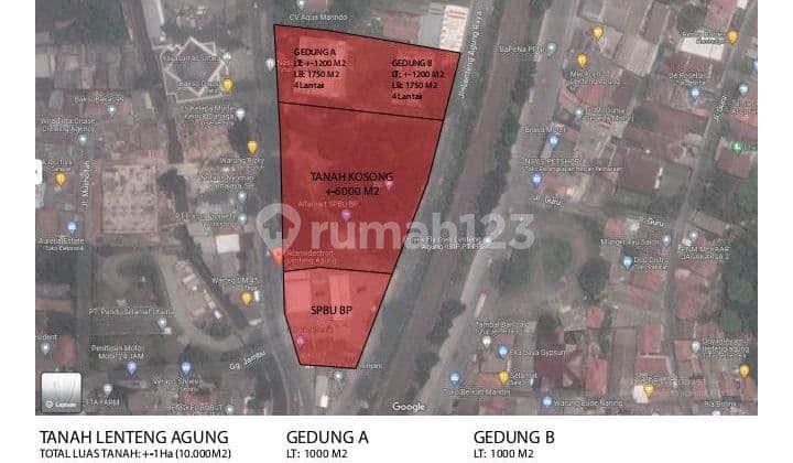 Dijual / Disewa Lokasi Emas Lenteng Agung - Tanah + Gedung 1 Ha,dekat Tol Dan Stasiun ,harga Menarik!