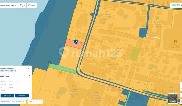 German Beach Kuta Waterfront Land Wide Road Facing Sea Sunset View Residential & Commercial Permit