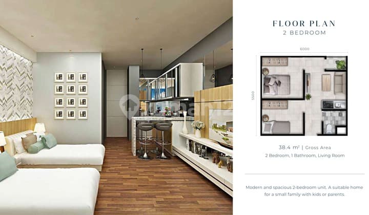 Dijual / Take Over Apartment Monde City Type 2Bedroom