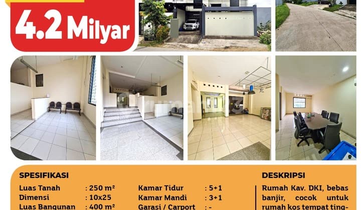 FOR SALE: RUMAH MEWAH 3 LANTAI KAV DKI, JAKARTA BARAT