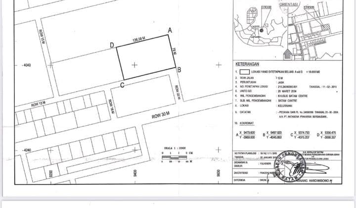Tanah Di Batam Centre Luas 0,9 Hektar Wto 2034