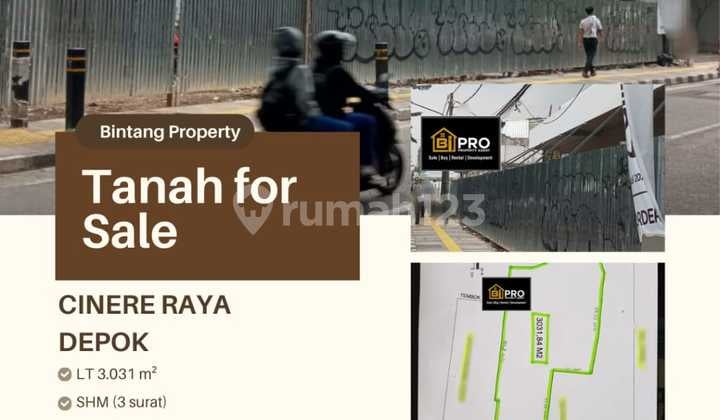 Tanah Di Cinere Depok Dekat Tol Cijago SHM 3031.0 m²