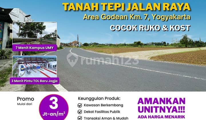 Tanah Jogja Tepi Jalan Raya Area Kampus UMY, View Sawah