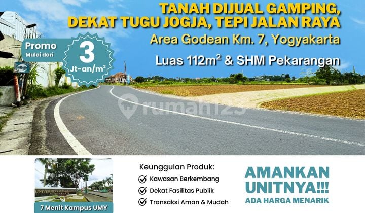 Tanah Dijual Gamping, Dekat Tugu Jogja, Tepi Jalan Raya
