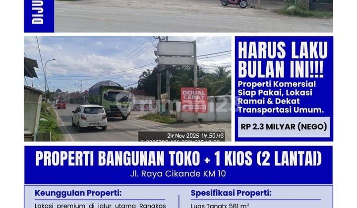 (Langsung Pemilik)Dijual Cepat dan Murah Sekali Ruang Usaha Ex Indomart Cikande SHM