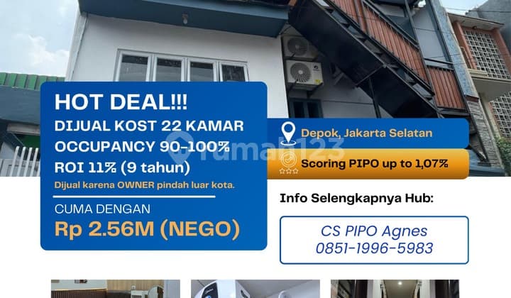 (Langsung Pemilik)Hot Deal Dijual Rumah Kost 22 Kamar dengan Occupancy 90-100% di Jakarta Selatan SHM Ini Hand