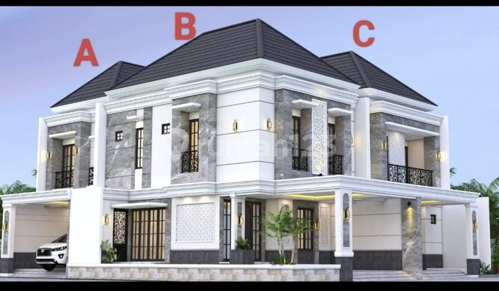 Rumah Model American di Kertajaya dengan Row 4 Mobil