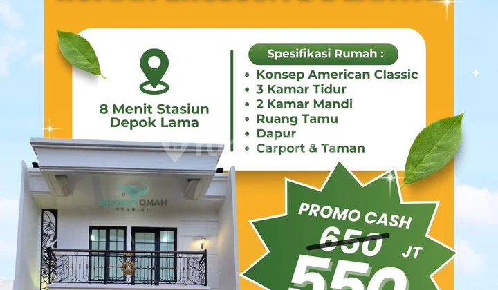 Harga Promo 550 Juta! Rumah Baru Bergaya Americaan Classic di Depok