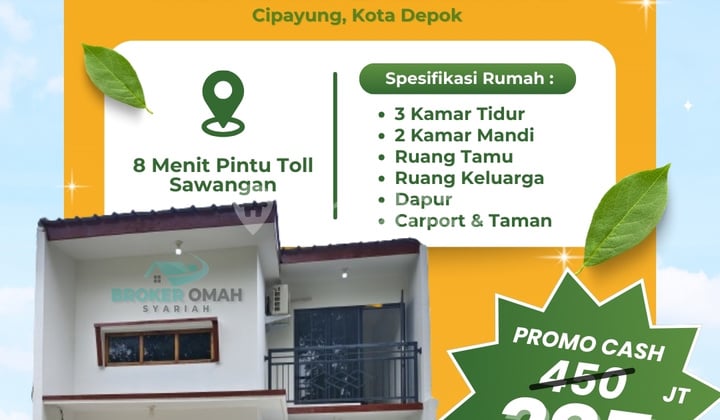 Promo Rumah 2 Lantai Cipayung Depok 3Kt SHM Siap Huni Harga 385 Juta