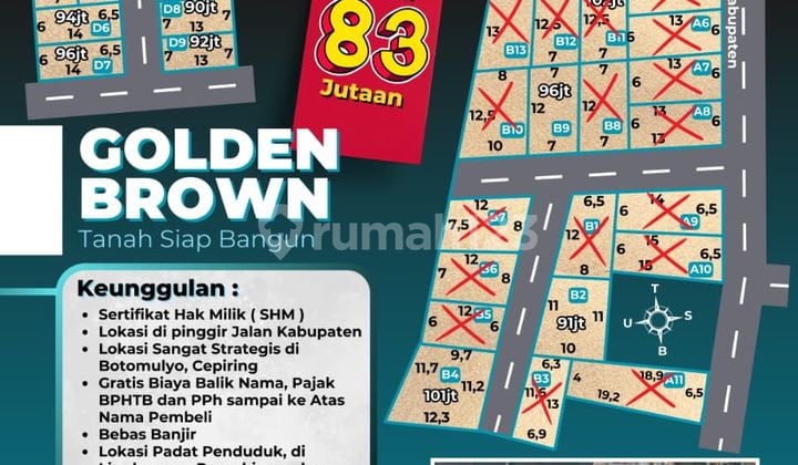 Kavling Eksklusif Siap Bangun Lebih Dari 1000 Unit tersedia dengan Ukuran Strategis 13 X 6,5 Meter! By Prabowo Siswanto Property