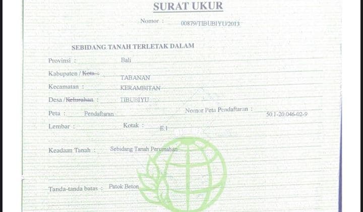 Tanah Los Pantai Strategis View Laut Langsung di Tibubiu, Tabanan