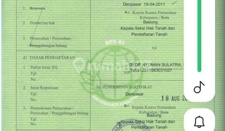 Dijual Tanah Kuta Selatan