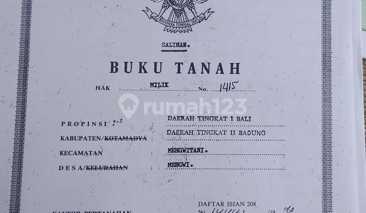 Tanah Luas Strategis Terminal Mengwi Zona Kuning Bringkit, Mengwi