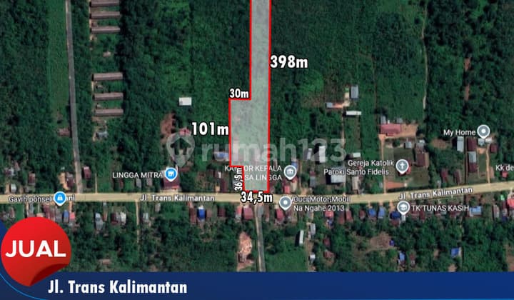 Tanah Cocok Investasi dan Usaha Akses Langsung Jalan Utama di Trans Kalimantan