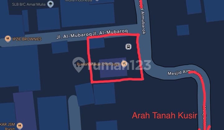 Dijual Tanah Pinggir Jalan Hook 7 Menit Dari Gandaria City di Jalan Almubarok Raya, Cipulir, Kebayoran Lama, Jakarta Selatan