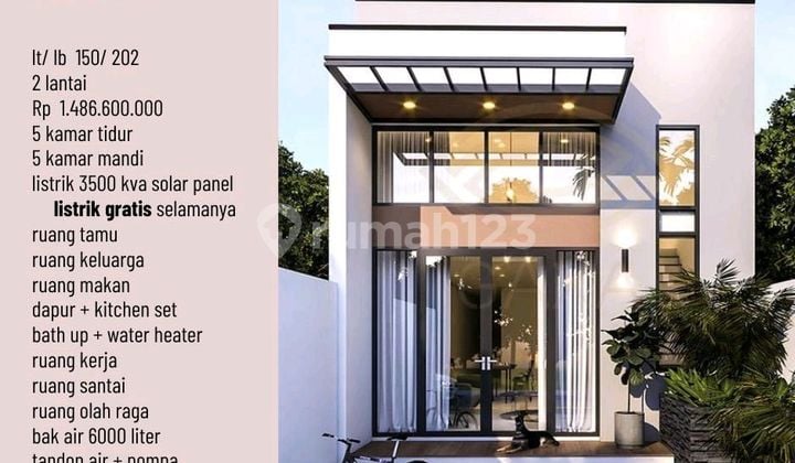 "Beverly House Type Brandon di Oebobo - 2 Lantai dengan 5 Kamar Tidur, Listrik Gratis Selamanya Dari Solar Panel & Fasilitas Lengkap