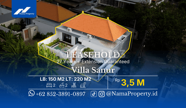 Compact Tropical 2Br Leasehold Villa Sanur Area - Private Pool