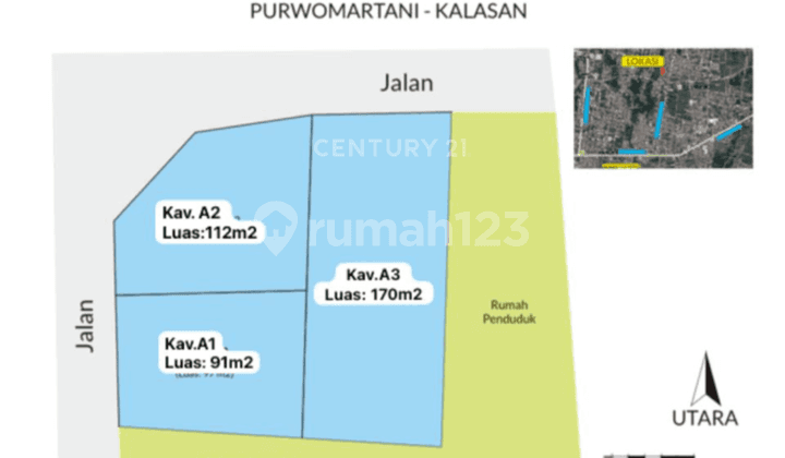 Dijual Tanah Bagus Hook Pinggir Jln Aspal di Purwomartani