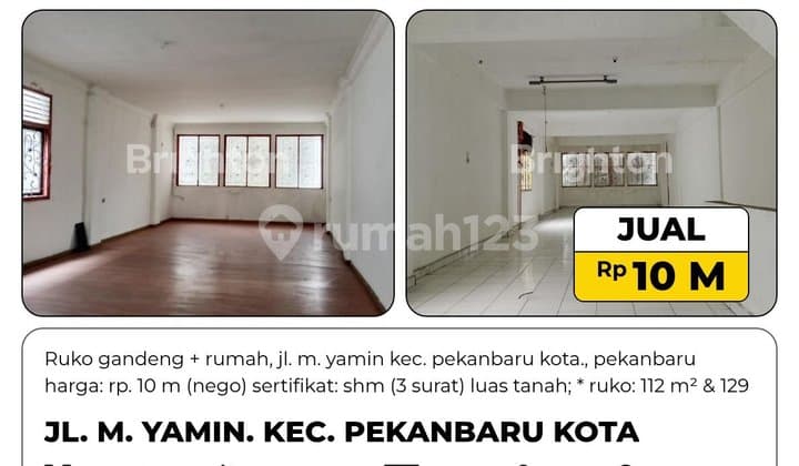 Ruko, 1 Lantai, SHM, di Pekanbaru Kota,
