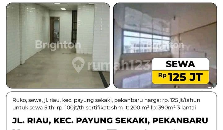 Ruko, SHM, 3 Lantai,Di Pekanbaru Kota