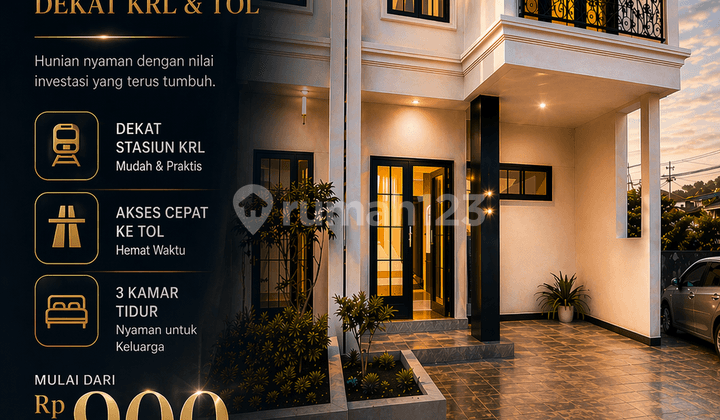 Selangkah ke Stasiun dan Tol - Rumah Baru Gaya Eropa 2 Lantai di Kelapa Dua Deppk