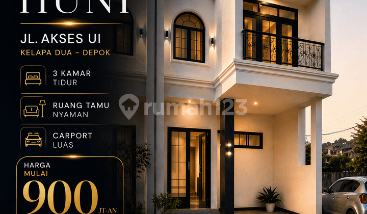 Rumah Siap Huni Type 69 Gaya Eropa Modern di Kelapa Dua Depok