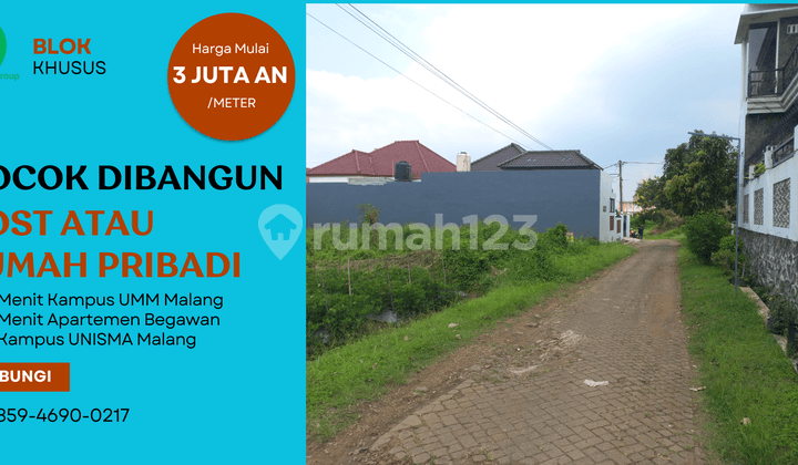 Cocok Bangun Kost 5 Menit Kampus Uin Malang Jual Kavling Row Jalan 6 Meter