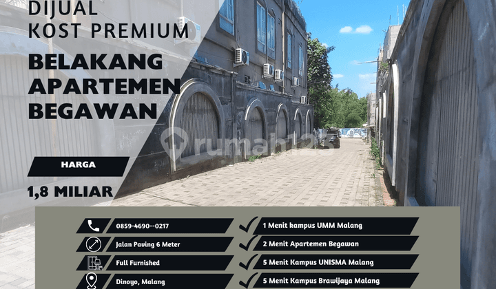 5 Menit Kampus Unisma Malang Cocok Dibangun Kos Kosan Kost Dijual SHM Ready
