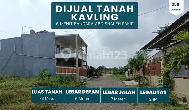 Certificate Suitable for Building a House 3 Minutes from Pakis Malang Toll Gate Land for Sale