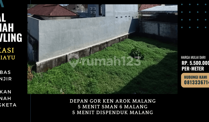 5 Menit Sman 6 Malang Jual Tanah Kavling SHM Split