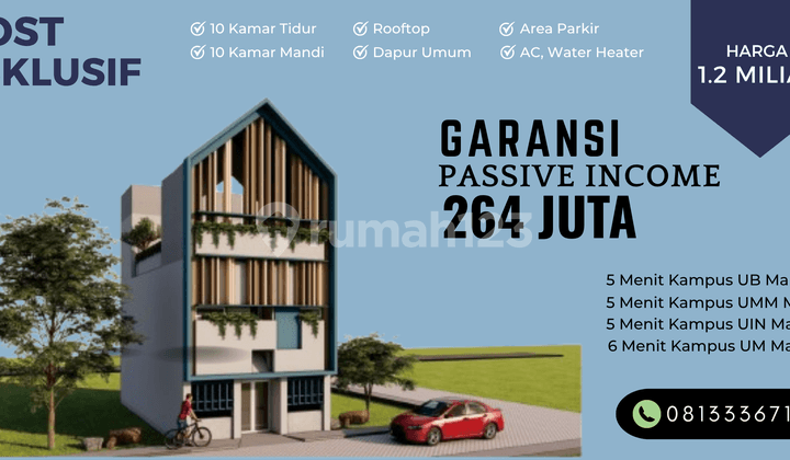 Rukost Exclusive Dijual 5 Menit Kampus Muhammadiyah Malang Sertifikat Pendapatan Ratusan Juta Setahun