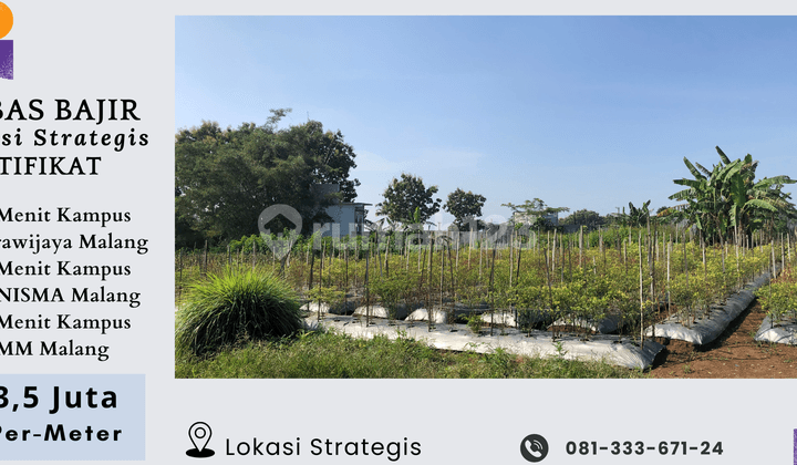 5 Menit Kampus Ub Malang Jual Tanah Kavling SHM Pecah