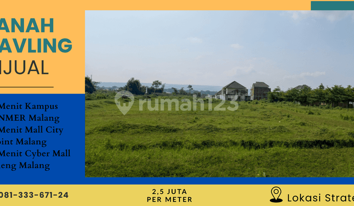 Land For Sale 5 Minutes from Mall City Point Malang, Freehold Title Ready