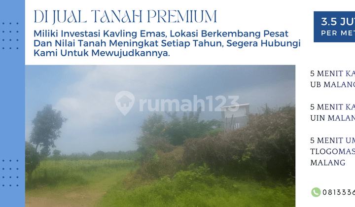 5 Menit Kampus Brawijaya Malang Jual Tanah Kavling SHM Pecah