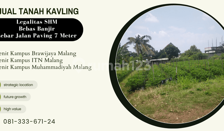 SHM Pecah Tanah Dijual 5 Menit Kampus Ub Malang