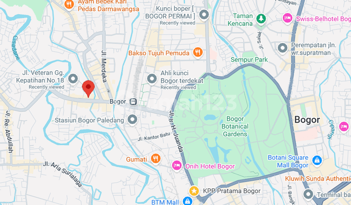 Dijual Tanah Strategis Jl Veteran Bogor 1062M² Rp10m