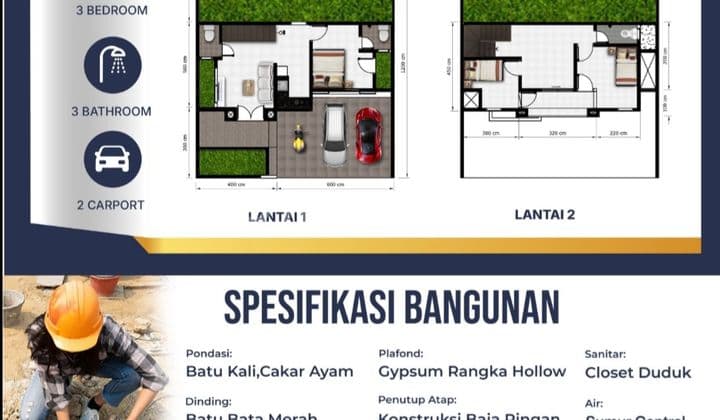 Bebas Banjir, Rumah, 2 Lantai, SHM, Dekat Pusat Perbelanjaan, bisa Cicilan Bertahap