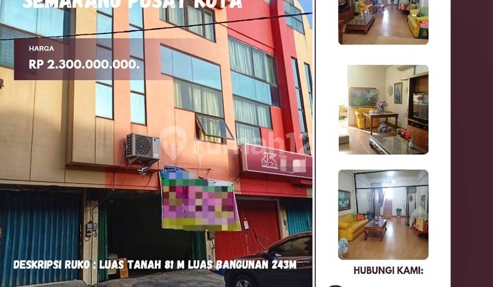 Dijual / Disewakan Ruko Patimura Rejomulyo Semarang Pusat Kota
