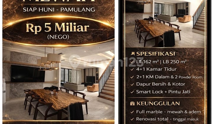 Dijual Rumah Mewah Siap Huni Pamulang Tangerang Selatan Banten