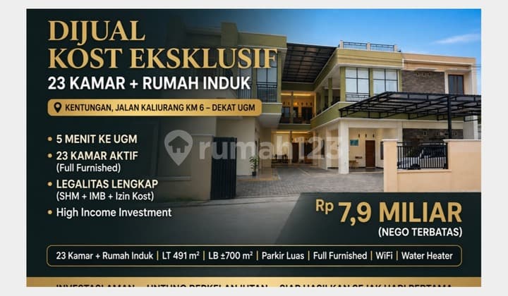 Boarding House for Quick Sale Jakal KM 6 Kentungan 23 Rooms Active Near Gadjah Mada University