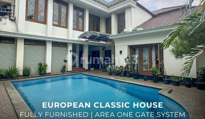For Sale / di Jual Rumah Klasik Eropa Siap Huni European Classic Fully Furnished Pobdok Indah Jakarta Selatan